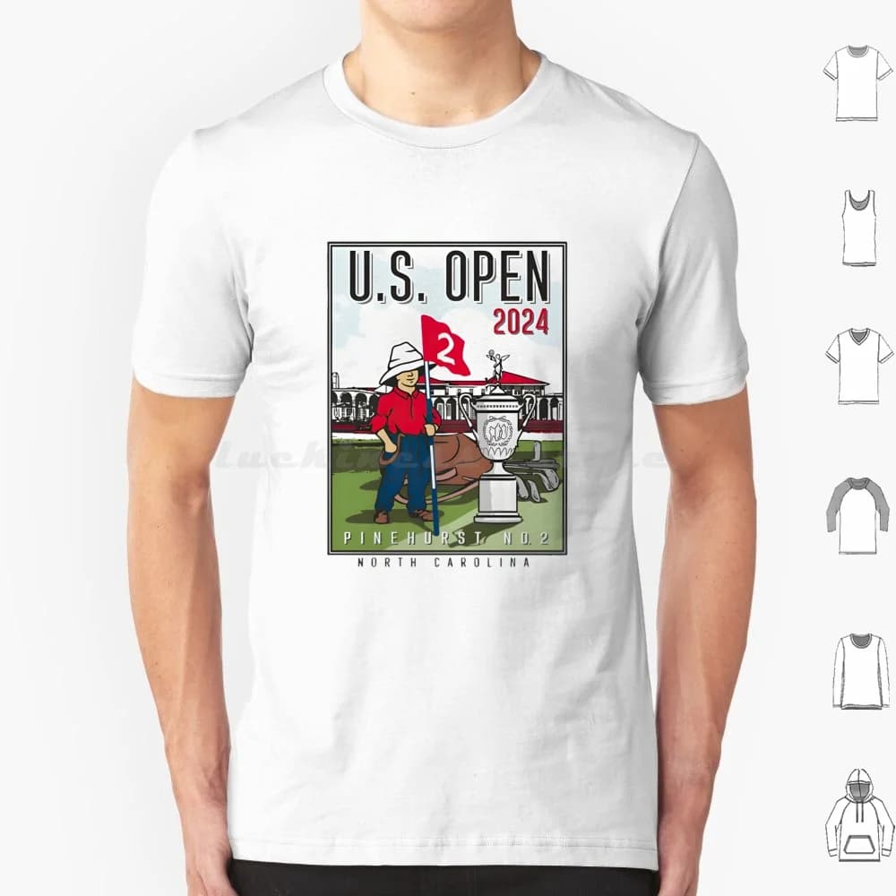 T-shirt US Open Pinehurst Carolina in cotone da uomo e donna, stampa fai da te, Golf, British Open, Sport, Arte, Campi da golf, Sport