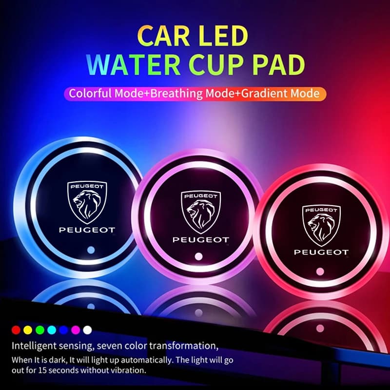 Car LED cup holder light pad car coaster bottle atmosphere light constellation backlight LED cup holder pad suitable for Peugeot
