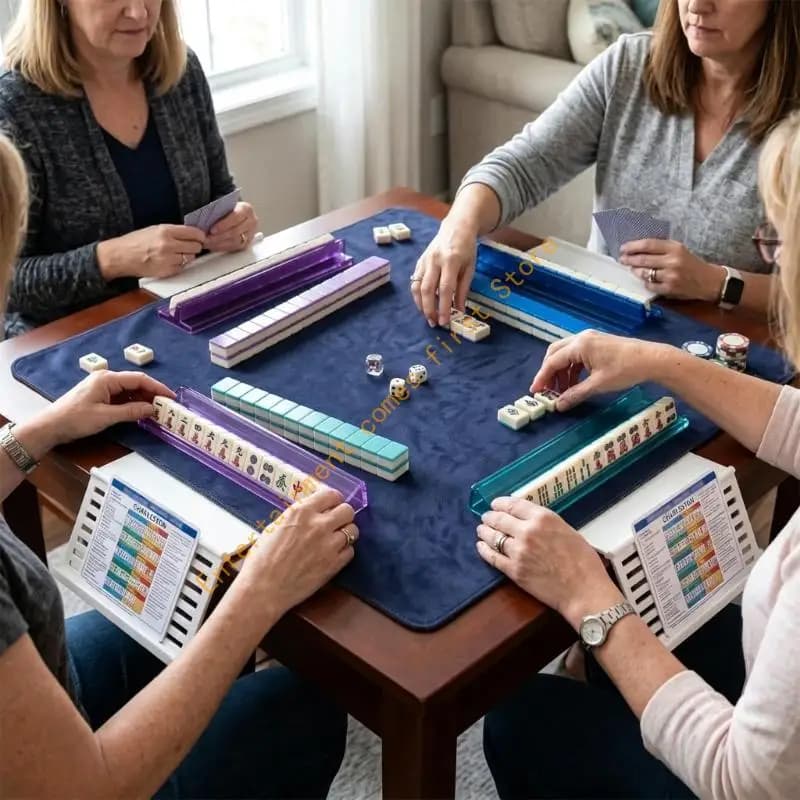 Mahjong Tile Holder Rack with Ridged Guide for Family Table Use Each Round 55KD