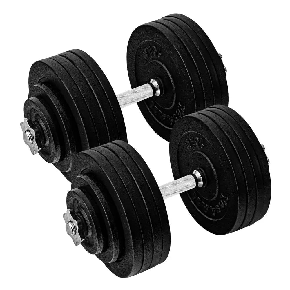 Set di Manubri Regolabili Stile Classico con Piastre Pesi, Connettori a Collare Star Lock, da 40 a 200 libbre