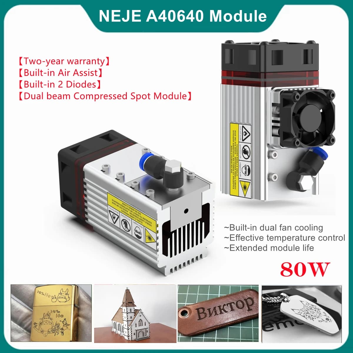 NEJE 80W Double Beam A40640 Built-in 2 Blue Laser Diodes for Metal Engraving Wood Tool with Stainless Steel Printing
