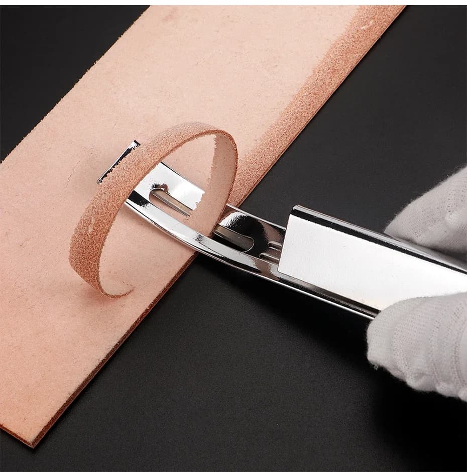 1Set Metal Leather Safety Beveler DIY Cutting Tool Kits with 3Pcs Replacement Skiver Blade, Thinning Leather Craft-Black/Silver