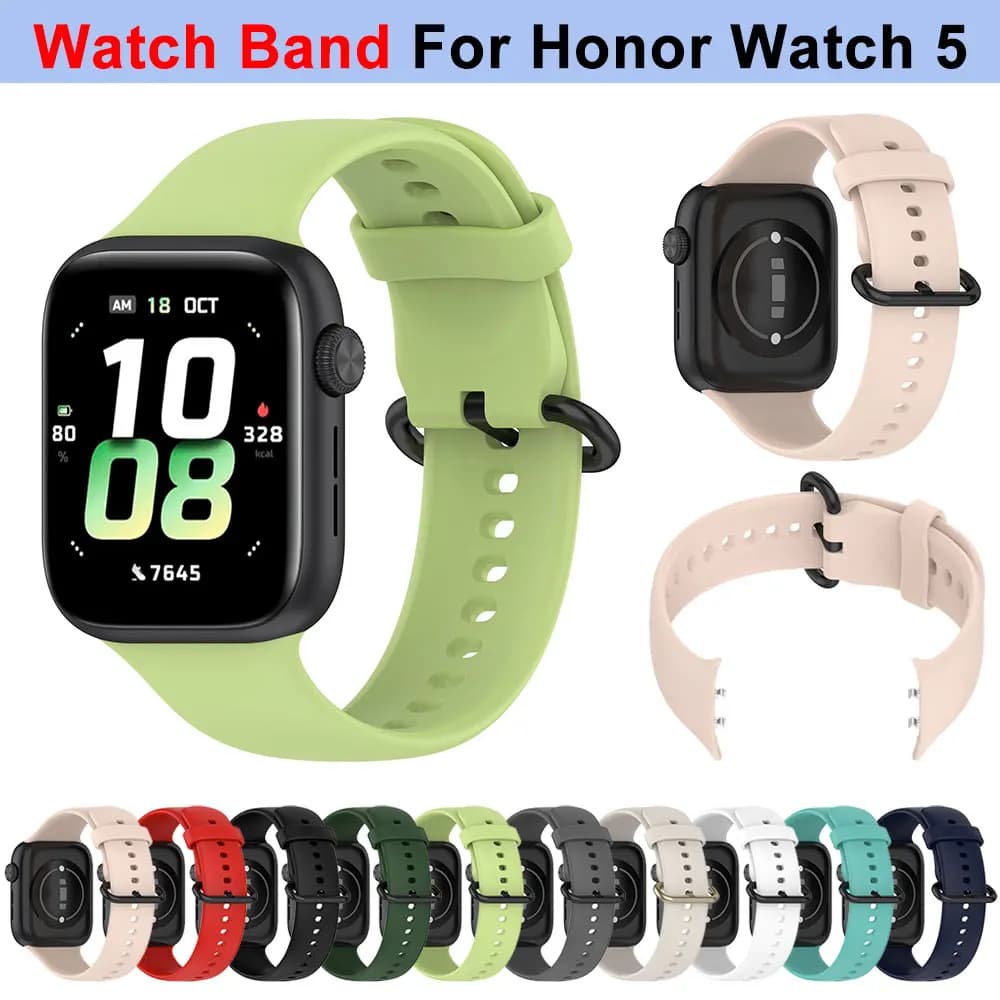 For Honor Watch 5 Silicone Watch Band Smartwatch Accessories Replacement Wristband Watchband for Honor Watch5 Sport Bracelet