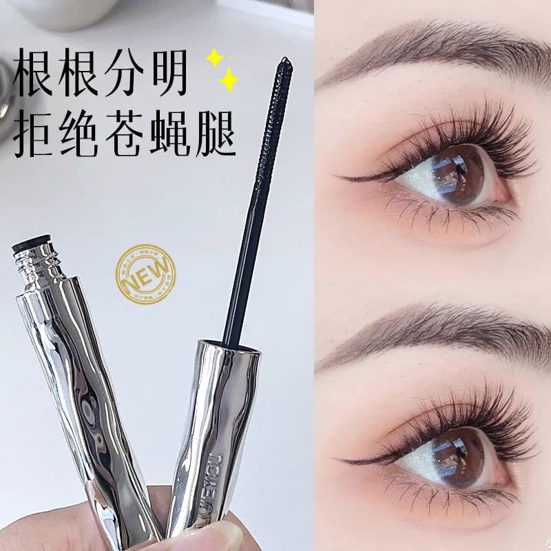 Mascara with iron wand, mascara with metal wand waterproof for volume and length, mascara without brushes for long lasting 3D curled eyelashes