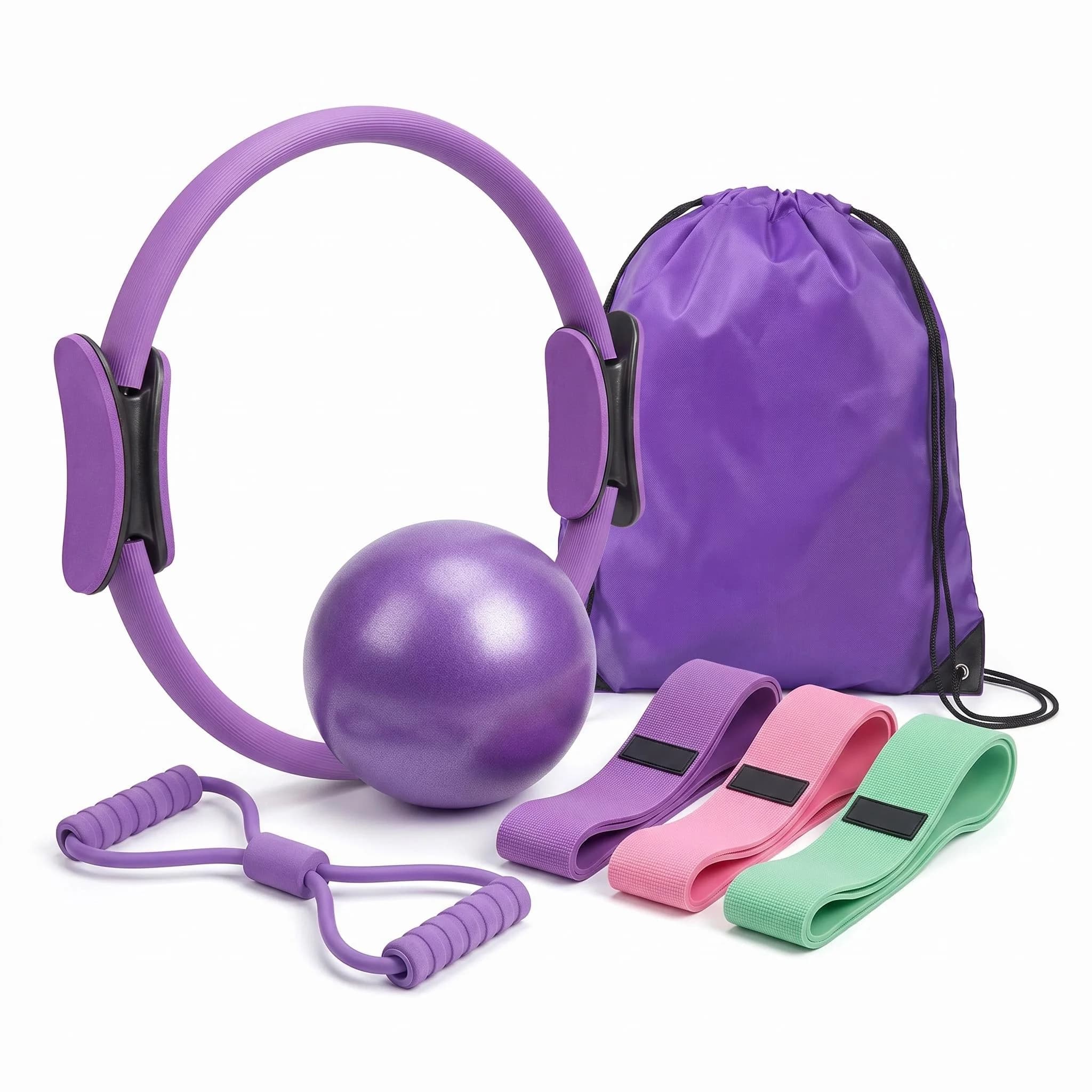 Home Pilates Kit for Women: Ring and Ball Set with Resistance Bands Core Slider Foam Roller Compact Toning Fitness Equi Circle