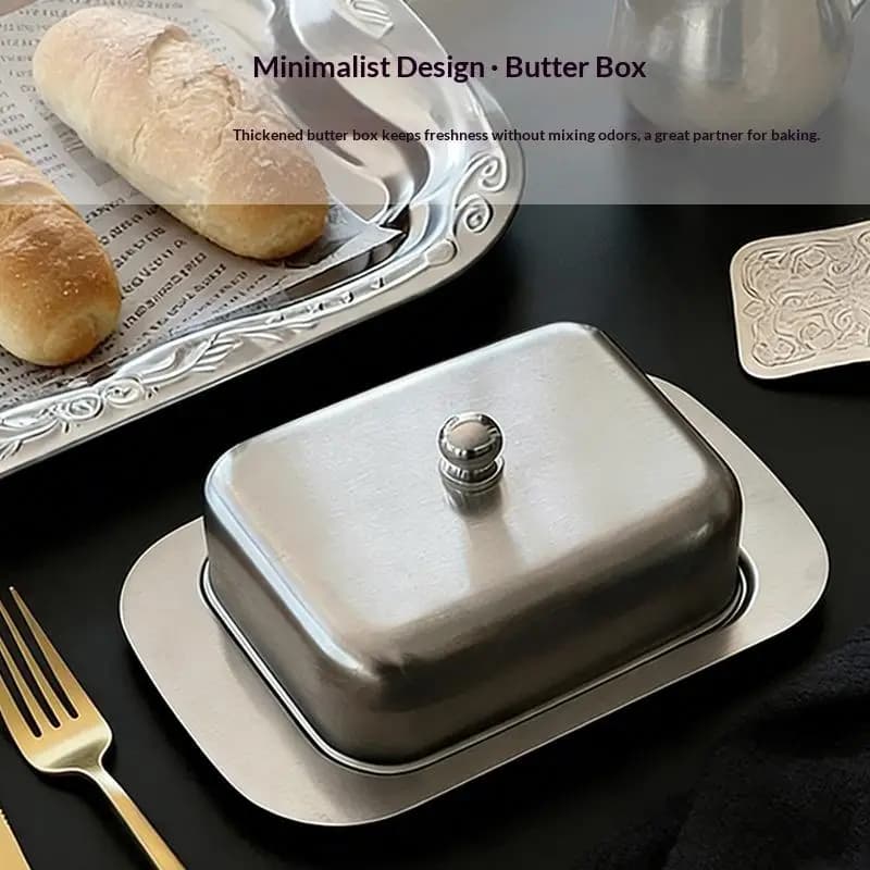 Burro and Cheese container with lid and knife, Ideal for Conservation in Kitchen, Refrigerator and Worktop