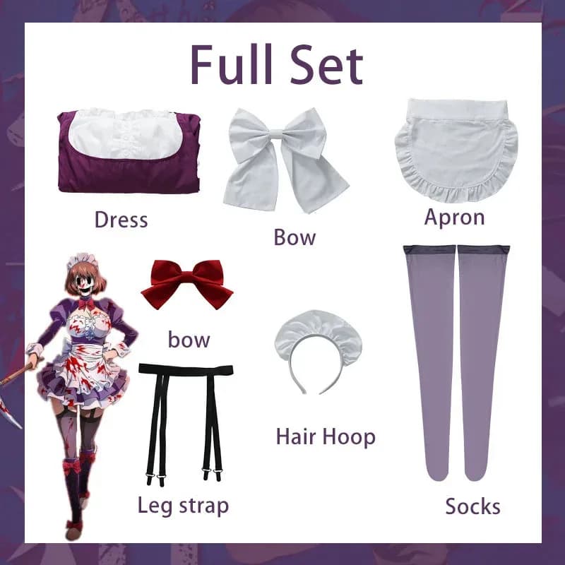 qq34Anime High-Rise Invasion Tenkuu Shinpan Costume Gonna Set -fuku Kamen Cosplay Donna Cameriera Abiti Halloween