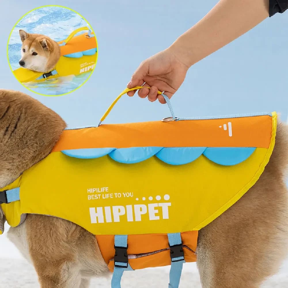 1Pcs Dog Life Jacket Vest, Adjustable High Buoyancy Swim Jacket with Handle for Swimming Boating Puppy Doggy