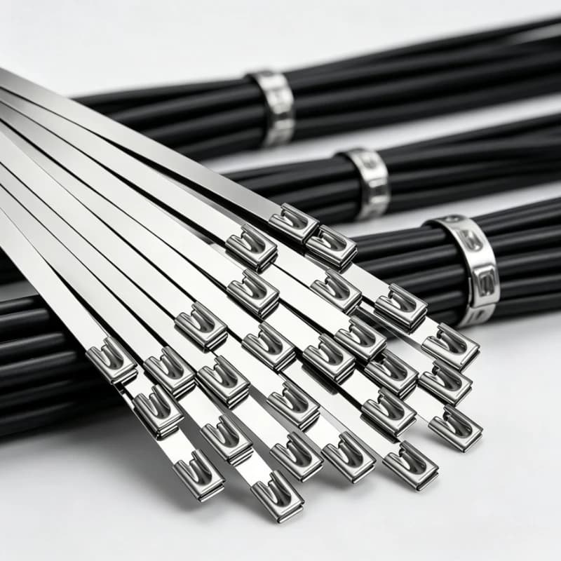 50pcs Self-Locking Stainless Steel Cable Ties Heavy Duty Heat Proof Reusable Metal Zip Ties for Exhaust Pipe Wiring Harness
