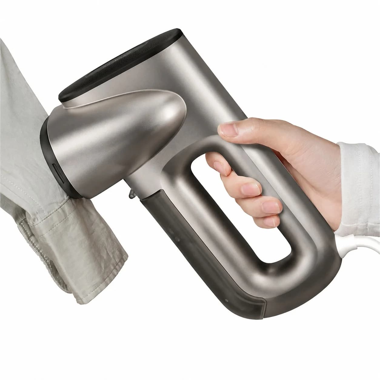 Steamer for Clothes Handheld Travel Size 2300Pa Suction Fabric Grip Exclusive AirIron Technology 110-120V Use Professional Wrinkle Remover for Home & Travel Silver