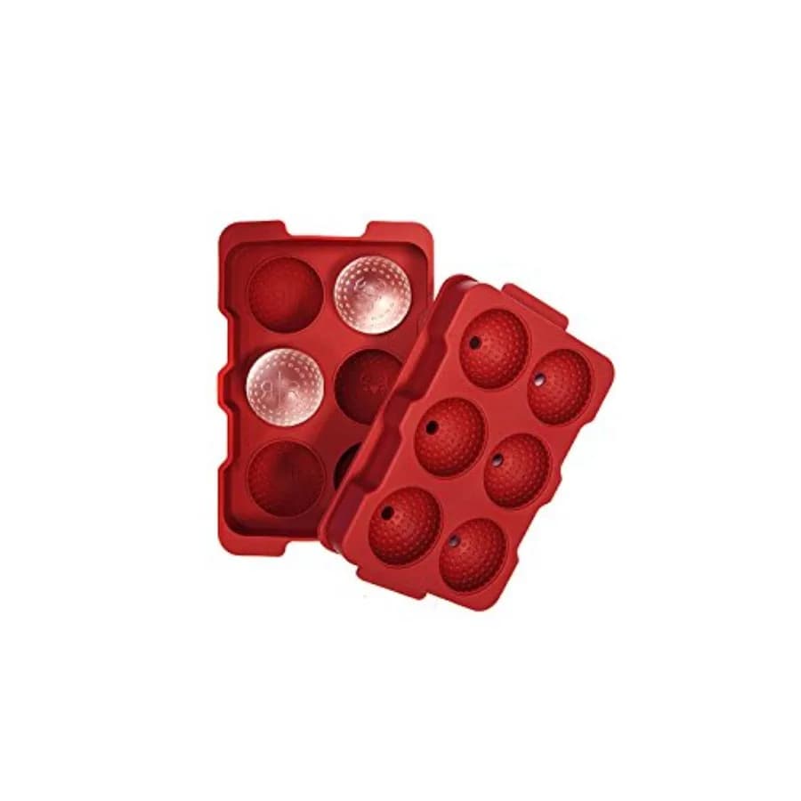 R R Rocks - Vassoio per 6 palline - R R Rocks - Macchina per ghiaccio per palline da golf rossa 6,75" x 4,5" x 2"