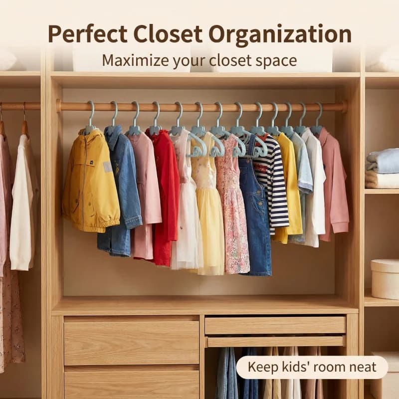 50 Pieces Children's Clothes Hanger, Plastic Holders for Towels, Anti-wind scarves, Children's Clothes Organizer