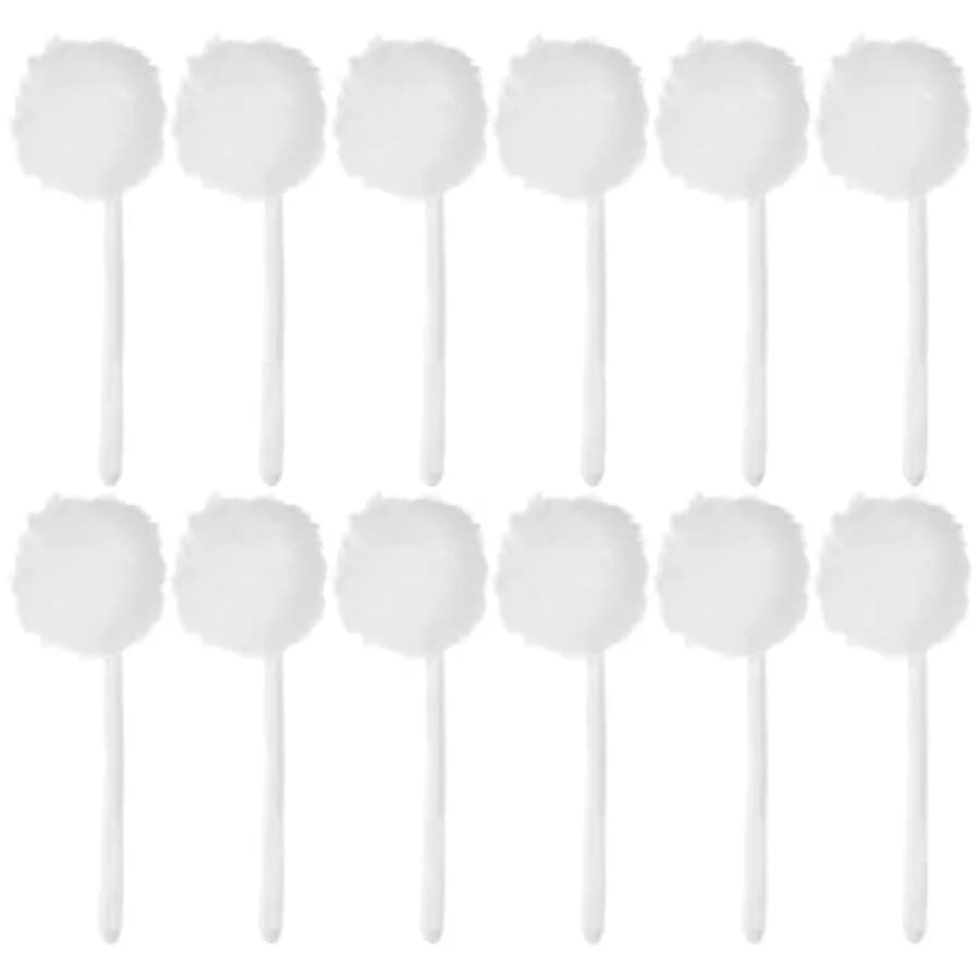 Set di 12 Spazzole per WC con Manico Lungo in Plastica, Spazzole Morbide Bianche in Cotone per Pulizia del Gabinetto
