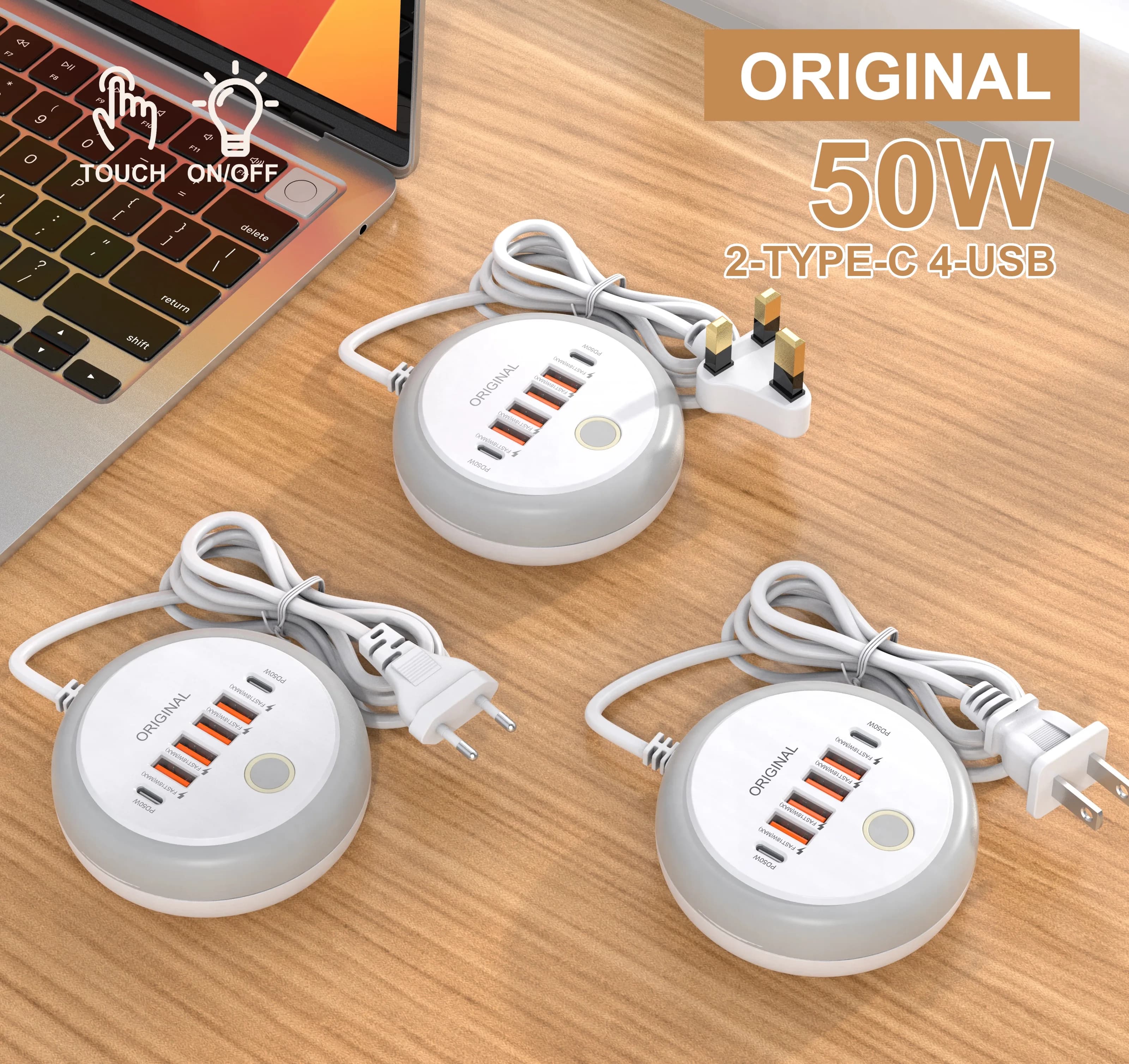 Multi-Portugal 50 W Multiple Doors USB C Type C Charging Wall Charging Charger Quick USB Hub Adapter for Quick Charger for iPhone Phone