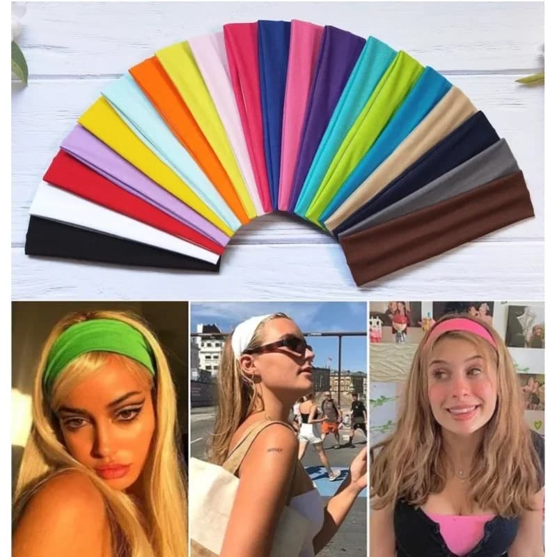 Fasce per Yoga per sport estivi per le donne turbante elastico alto in tinta unita in esecuzione assorbe il sudore fasce elastiche per capelli Fitness Headwrap