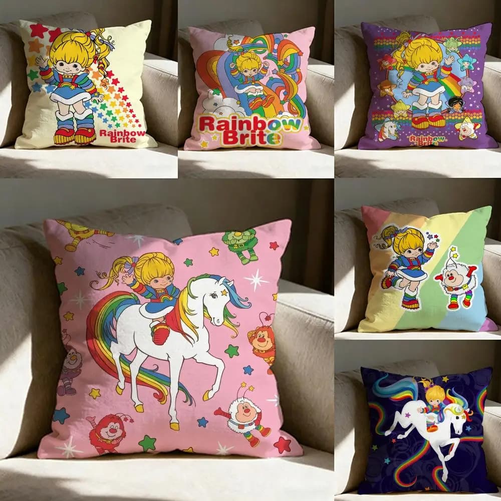 Federa per cuscino Cute R-Rainbows B-Brite, stampata su entrambi i lati, cuscino per divano, cuscino per testiera della camera da letto