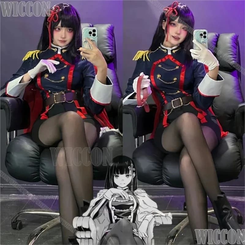 Yamashiro Ren Anime Mato Seihei no Slave Costume Cosplay Prop Long Purple Uniform Black Red Mantle Holloween Role Game Woman; 3