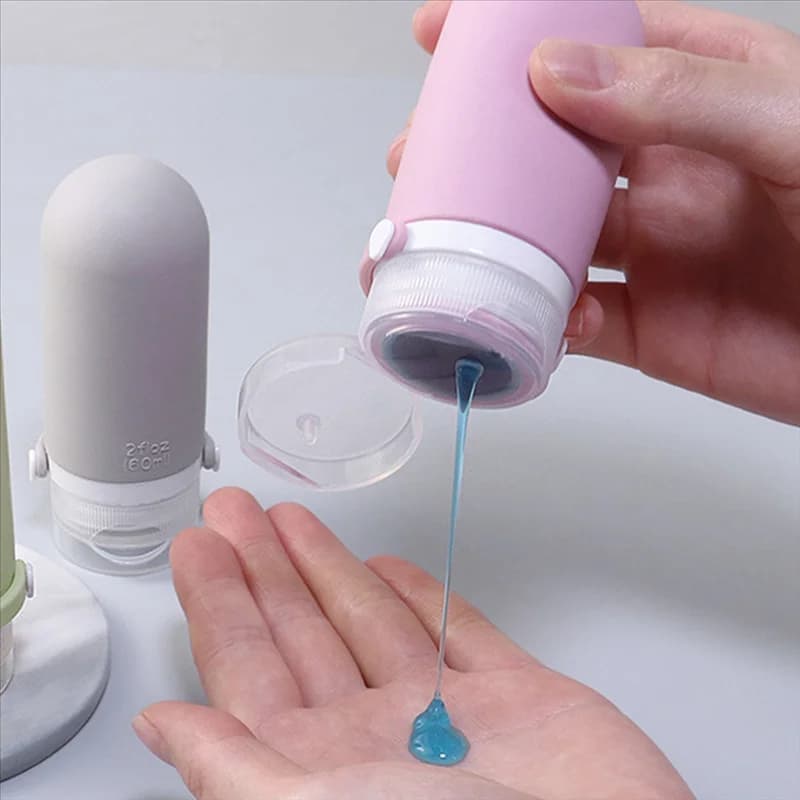 Contenitore per liquidi da viaggio portatile in silicone Contenitore vuoto riutilizzabile per lozione, shampoo, crema da viaggio (90 ml B)-A21R