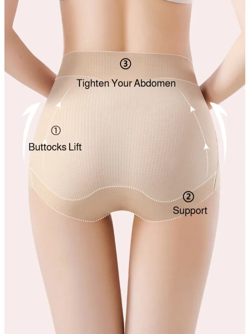 Women's Breathable Soft Shaping Underwear, High-Waist Ice Silk 10A Antibacterial Silk Crotch Briefs, Ideal for Daily Wear/Sleep