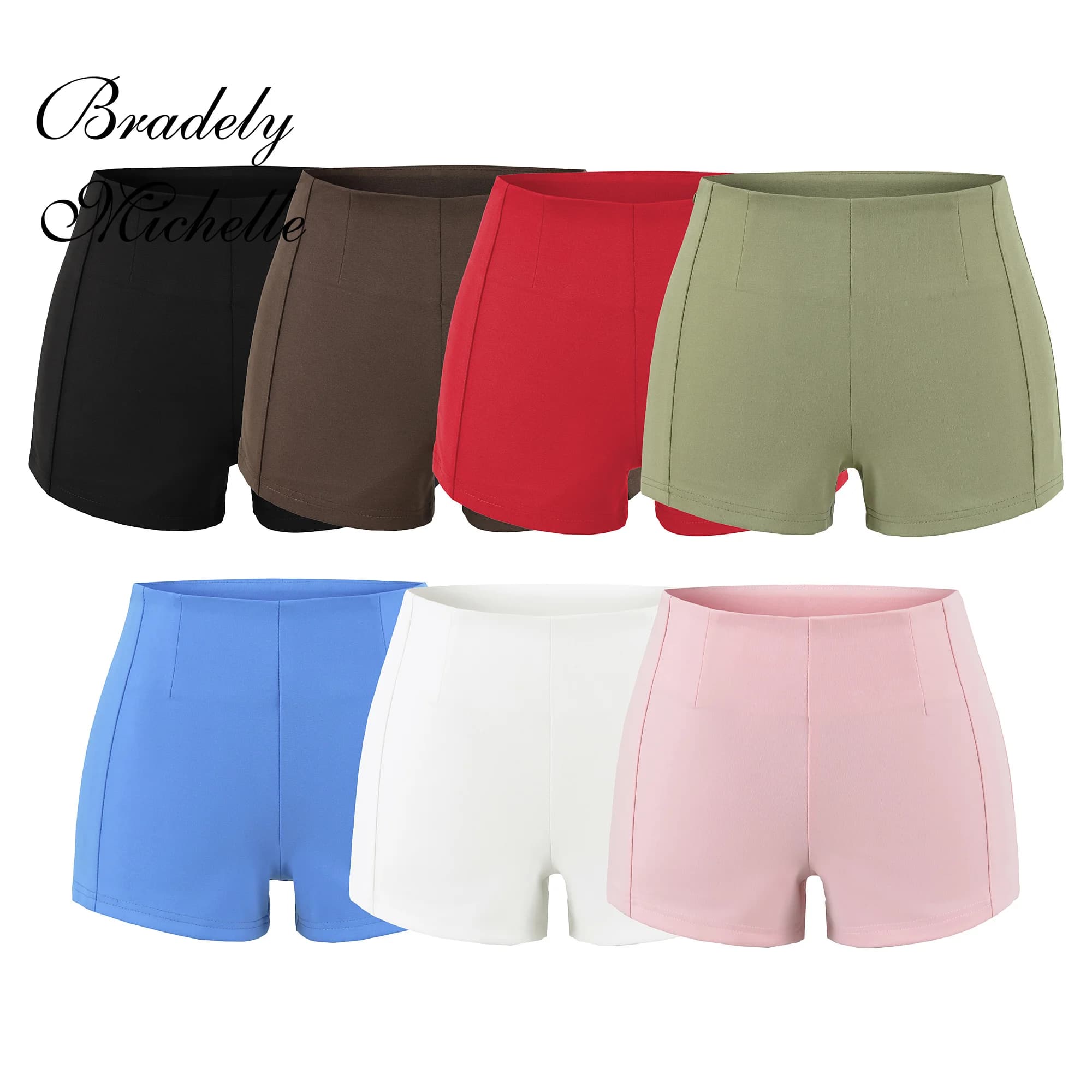 Women's High Waist Yoga Leggings Shorts with Side Zipper Tight Biker Shorts Push Up Booty Lifting Fitness Workout Pants