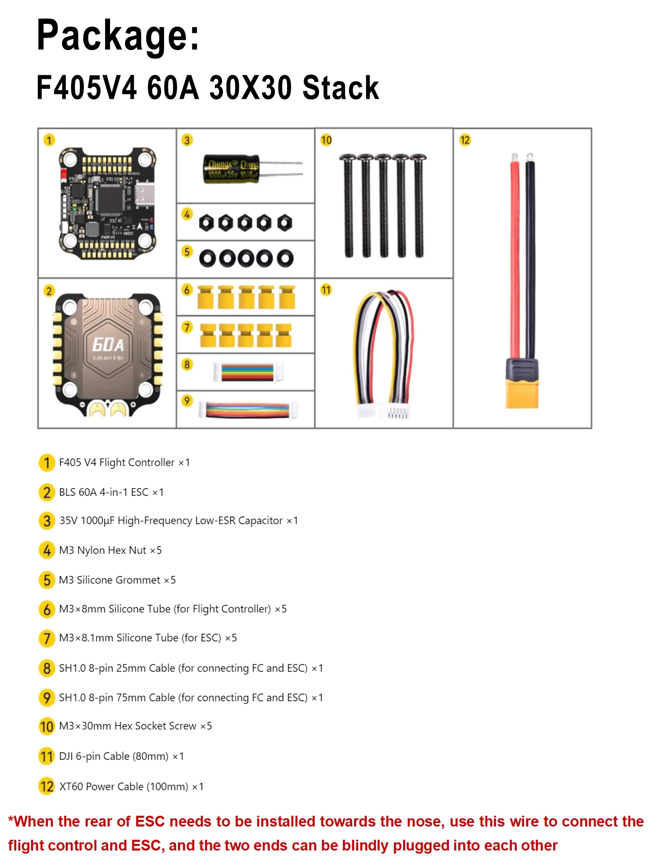 F405 V4 FC Controllore di volo con stack ESC BLS 4 in 1 60A per accessori multicotteri piccoli ad ala fissa per drone da corsa FPV RC