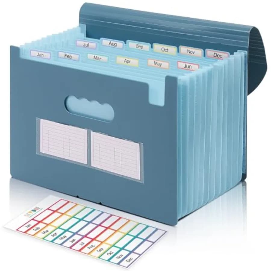 Accordion File Organizer, Expanding File Folder with 13 Pockets, Portable Document Paper Bill Receipt Organizer, Home School Of