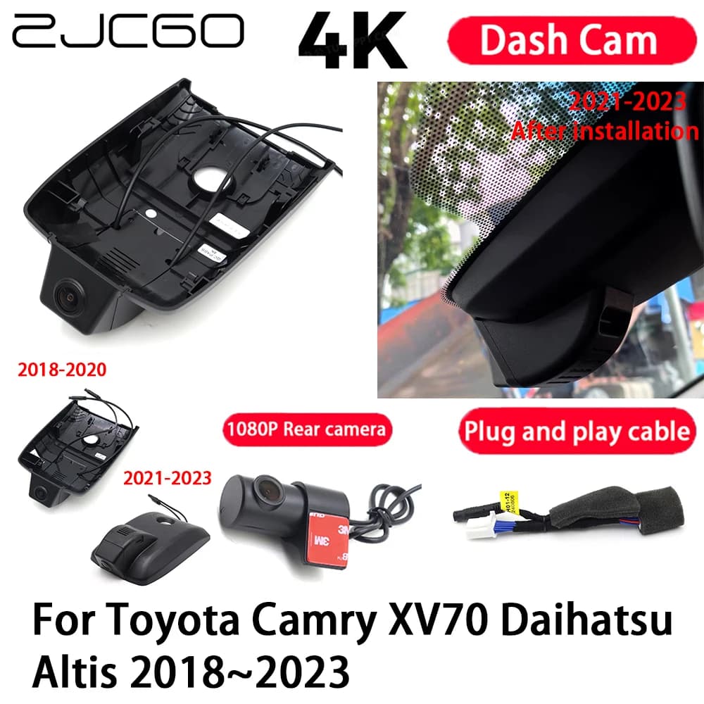 4K Plug and Play Dash Cam Video Camera Night Vision for Toyota Camry XV70 Daihatsu Altis 2018-2023
