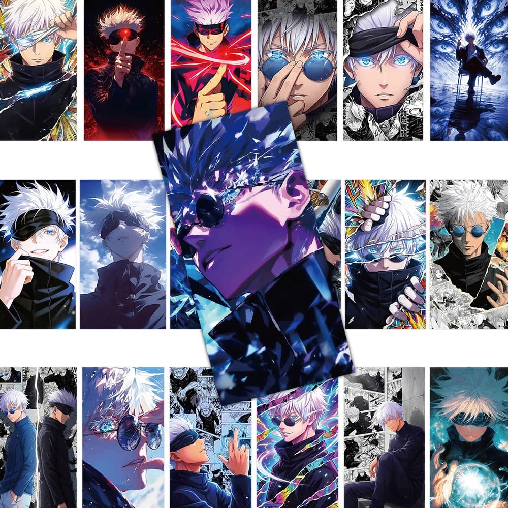 A pack of 72 Jujutsu Kaisen Gojo stickers, cyberpunk hand-drawn anime stickers, and cool notebook/phone/sketchbook poster sticke