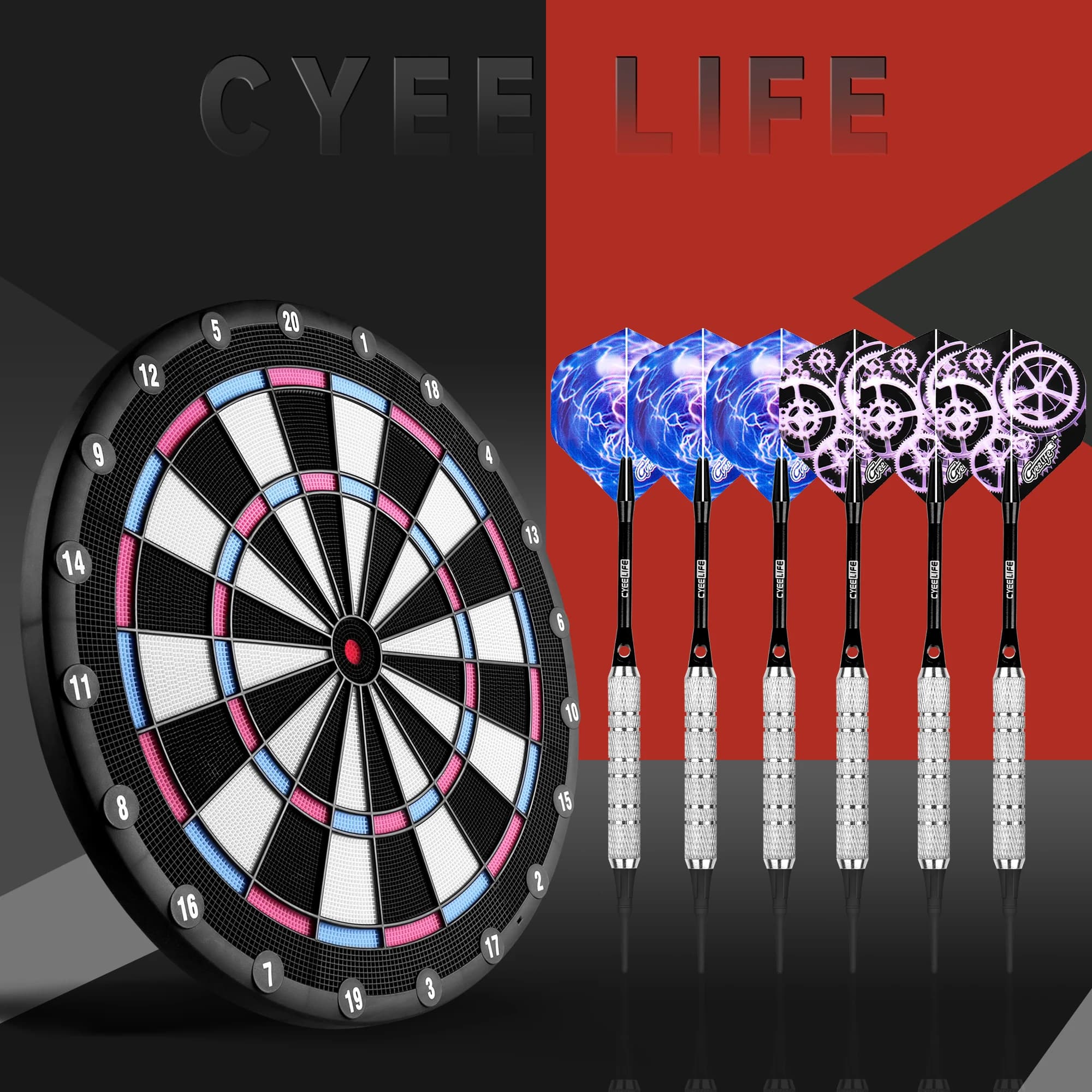 Bersaglio elettronico keyelife con freccette a punta morbida da 6 pezzi, rosa (senza modulo elettronico e LED)