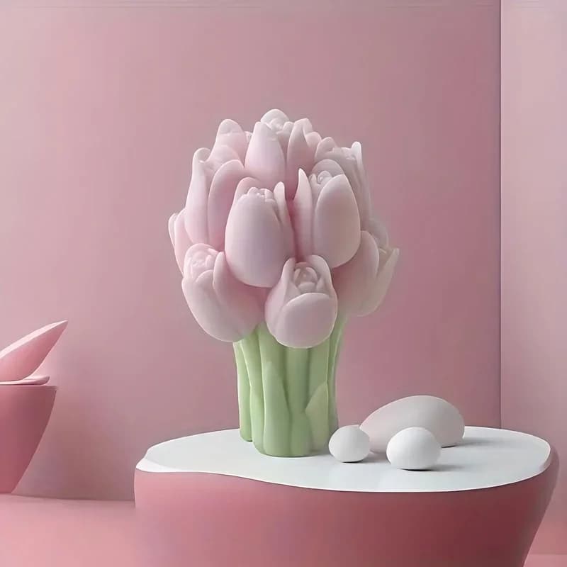 Stampo in silicone 3D a forma di bouquet di tulipani per fai da te, fiori, candele aromatiche, ornamenti, regalo fatto a mano, sapone, candela, regalo di nozze