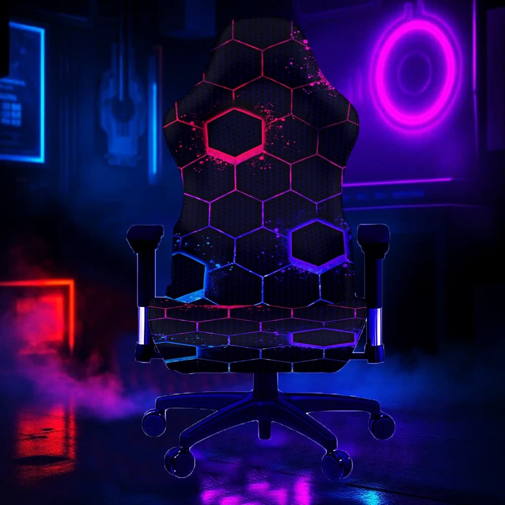 Coprisedia da Gaming Luminoso in Spandex, Coprisedia Elastico per Casa e Ufficio, Coprisedia Elasticizzato con Stampa Floreale
