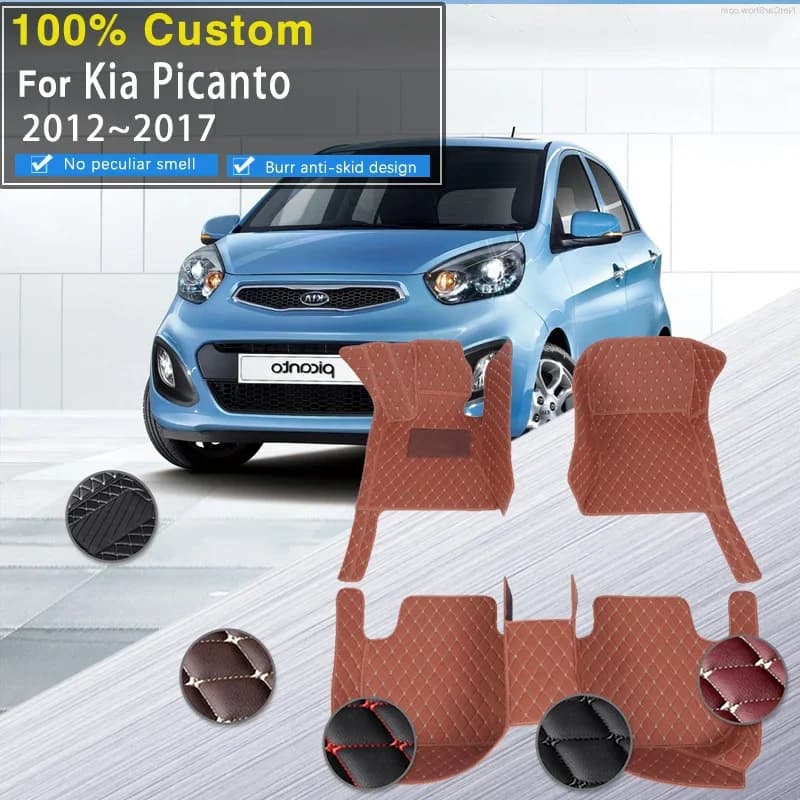 Tappetini per auto in pelle completa per Kia Picanto Mattina Grand Eko Taxi JA 2012 ~ 2017 5 porte Anti-sporco Tappetino per auto Tapete Carro Car Ac