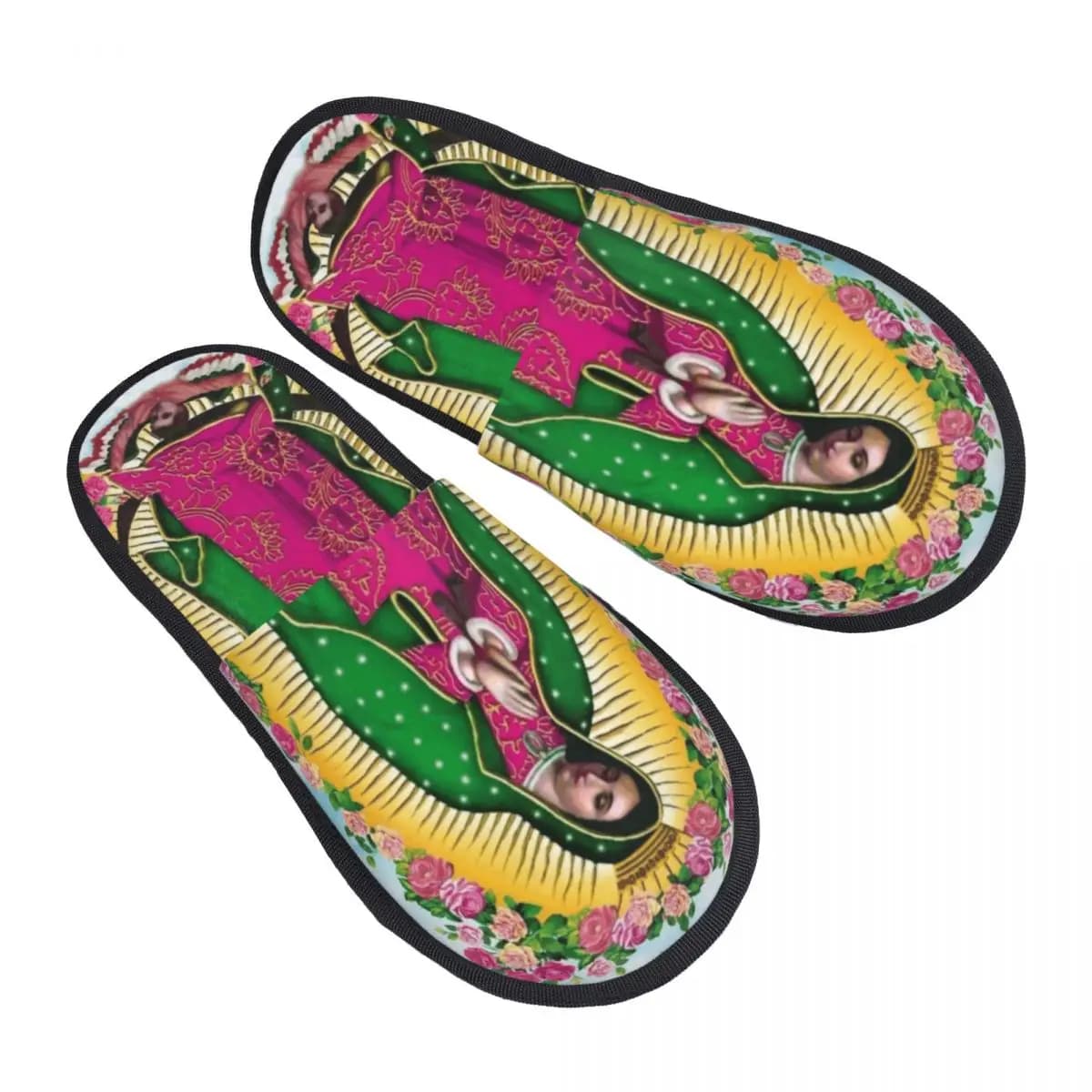 Nostra Signora di Guadalupe Pantofole da casa messicane della Vergine Maria da donna Morbida memory foam cattolico Slip On Spa Slipper Shoes