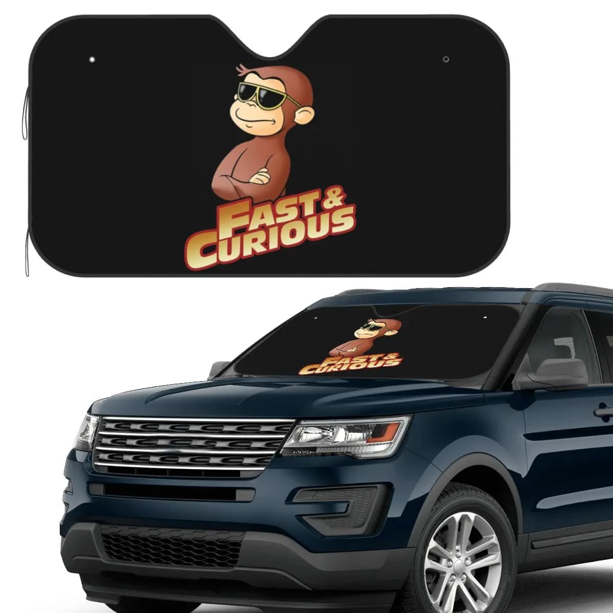 Curious George FAST AND CURIOUS V2 Parasole Parabrezza Auto Parabrezza Anteriore Finestra Parasole Accessori Coperture