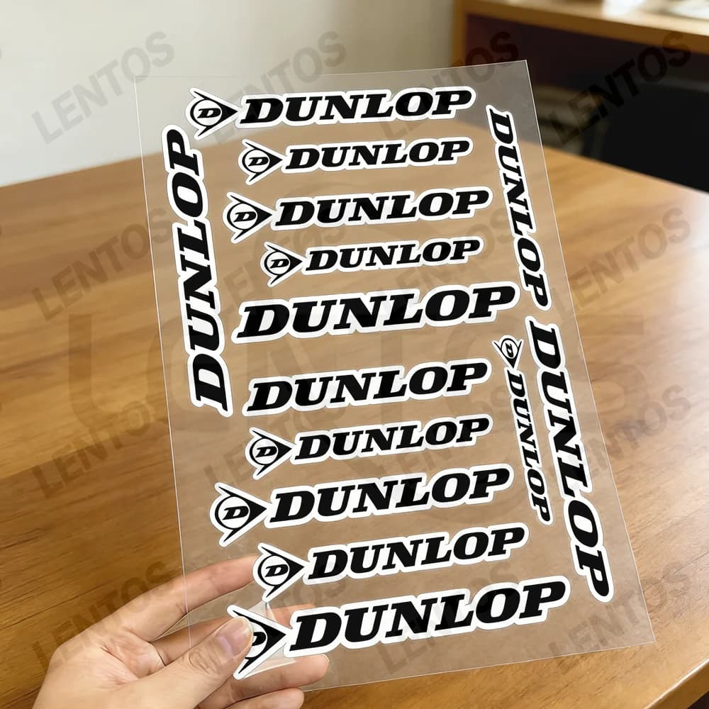 Adesivi Riflettenti per Moto Dunlop, Decalcomanie in Vinile Impermeabili per Casco, Serbatoio e Bicicletta