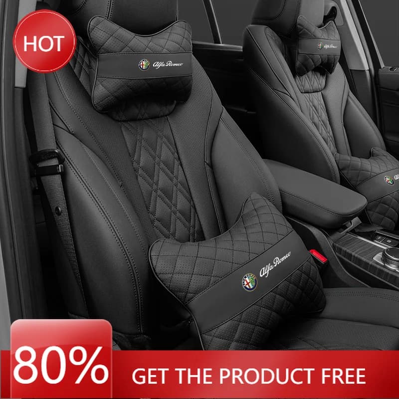 Hub Caps Car Seat Head Support Cushion Lumbar Pillow Interior Accessories For Alfa Romeo 156 159 147 4C 8C 166 Giulia Giulietta