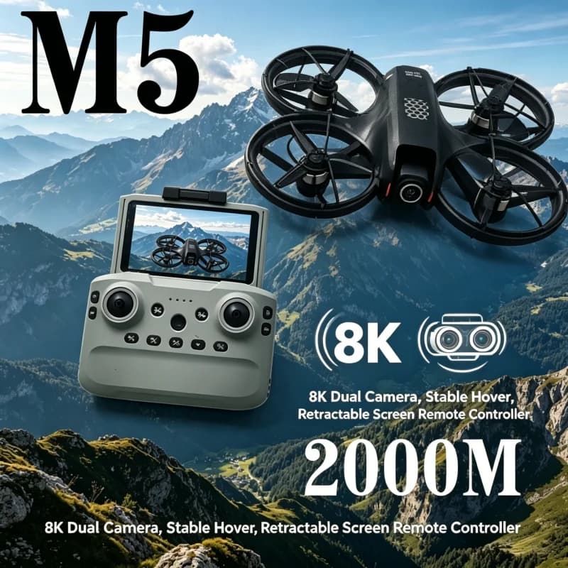 Nuovo Drone M5 Mini con Telecamera HD 8K, Evitamento Ostacoli, Localizzazione Ottica, Giroscopio a Sei Assi, Quadricottero Professionale per Fotografia