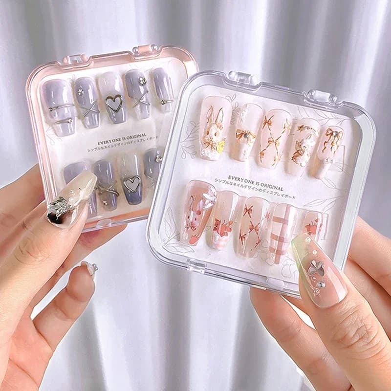 Scatola contenitore per Nail Art scatola portaoggetti in plastica portatile scatola portaoggetti accessori per Manicure strumento porta Display fai da te regalo trasparente
