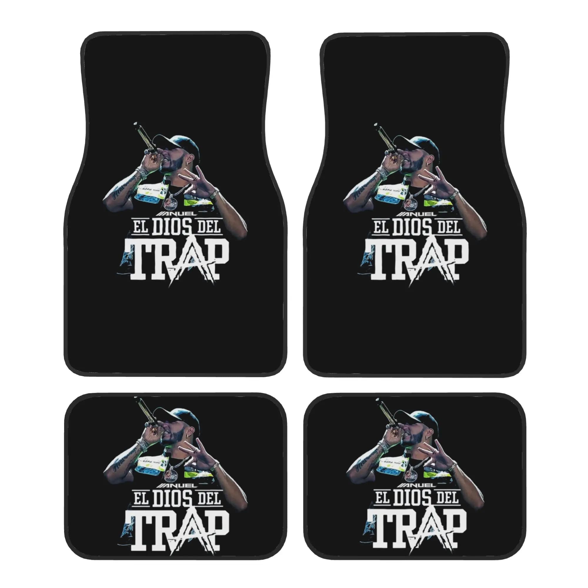 Anuel AA Rapper Car Floor Mats of 4 Pieces Crystal Velvet Rugs Latin Urban Music Universal Car Front Rear Carpets Foot Mats