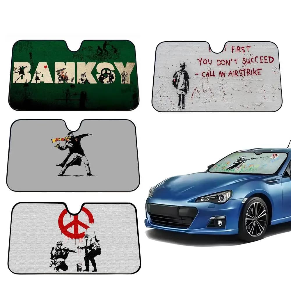 Banksy Anime Cartoon Window FoilsParabrezza riscaldato Parasole Visiera per finestrino anteriore per auto Strumenti di protezione solare per auto