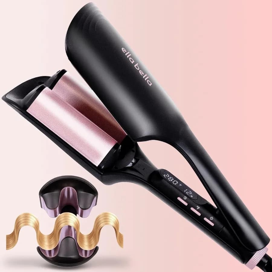 ® Ferro arricciacapelli Waver definitivo • Strumento per capelli piegare • Impostazioni di calore regolabili • Bigodino per capelli a doppia tensione • Anti-Scaldatura Tech • Ion