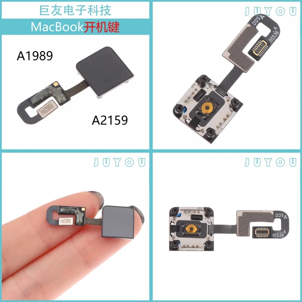 Pulsante di accensione di ricambio con sensore di impronte digitali per MacBook Pro 13 pollici A1989 A2159 821-01536-A, parte compatibile per tastiera laptop