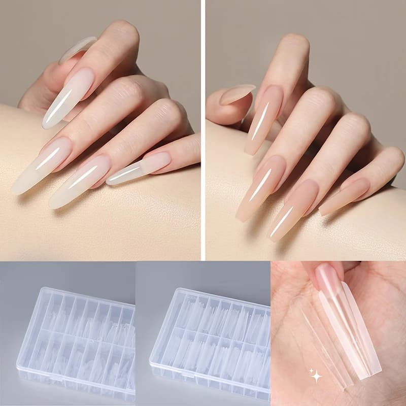 Formine per Unghie Sandwich Dual Form 240 pz 14 Misure per Estensioni Rapide - Formine Dual Form a T Ellipse per Manicure, Stampo Superiore e Stampo Inferiore 3D