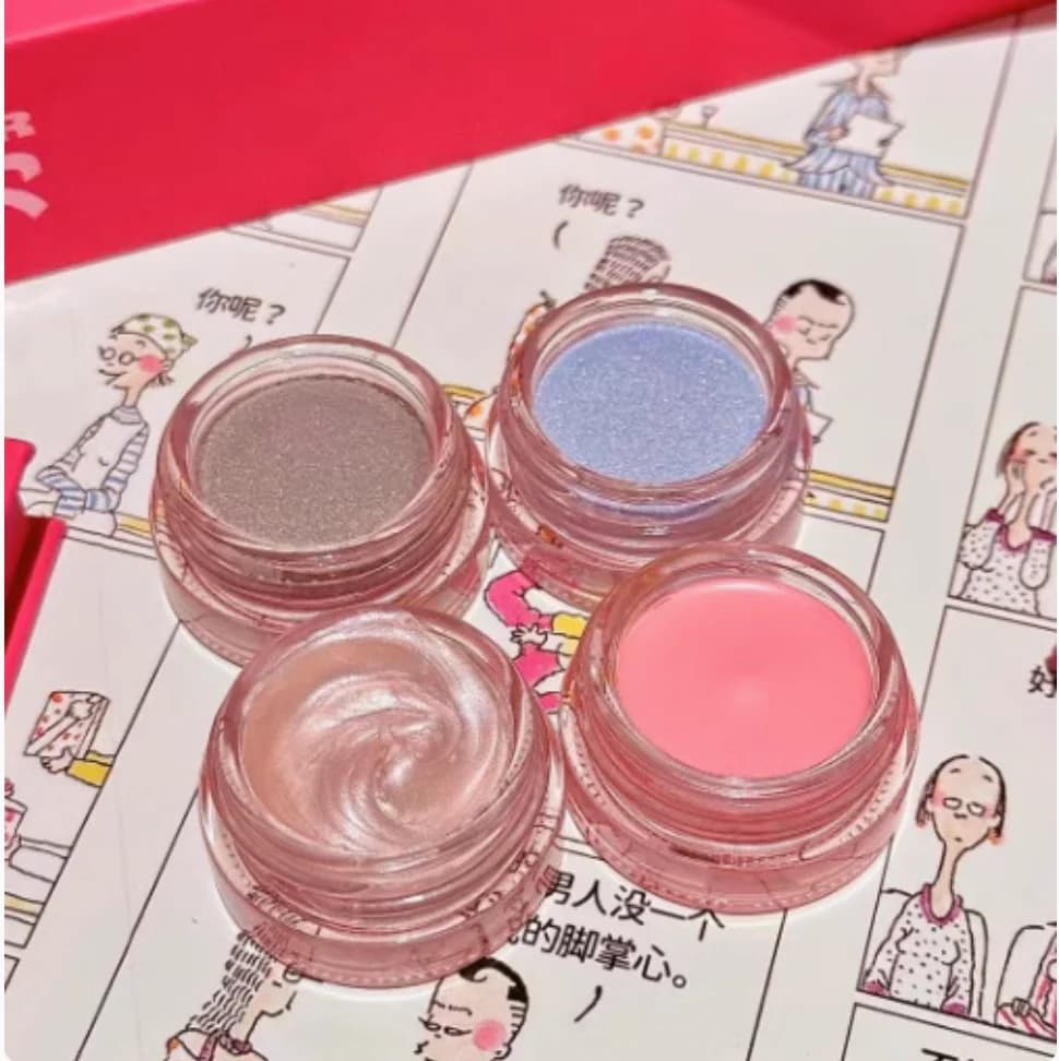 JOOCYEE Ombretto Crema Polvere Rosa portatile Rivestimento sovrapposto trasparente e trasparente Cosmetici per il trucco