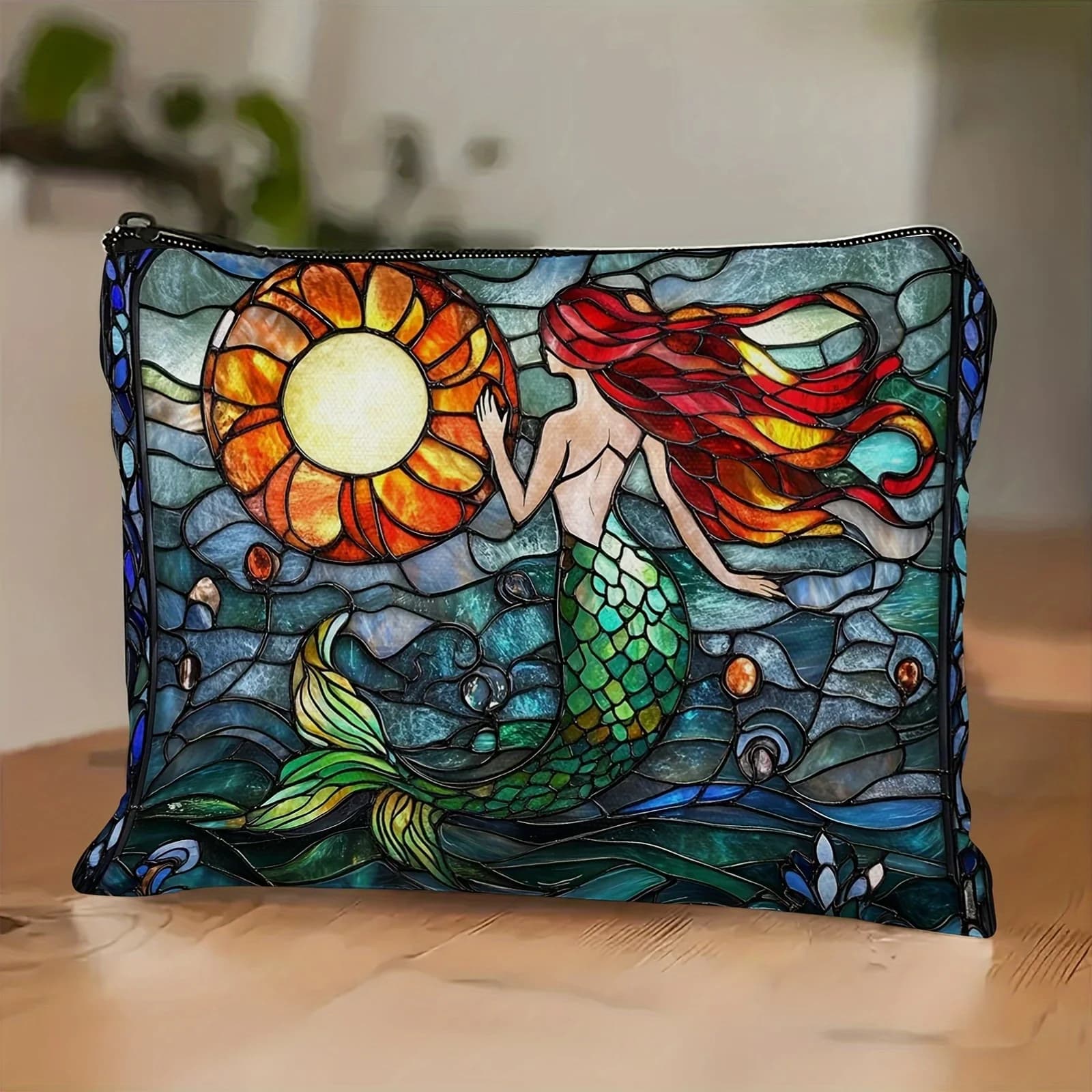Una borsa per il trucco a sirena: carina borsa multifunzionale con cerniera per donna, borsa per riporre gioielli, piccola borsa portaoggetti con cerniera da viaggio perfetta
