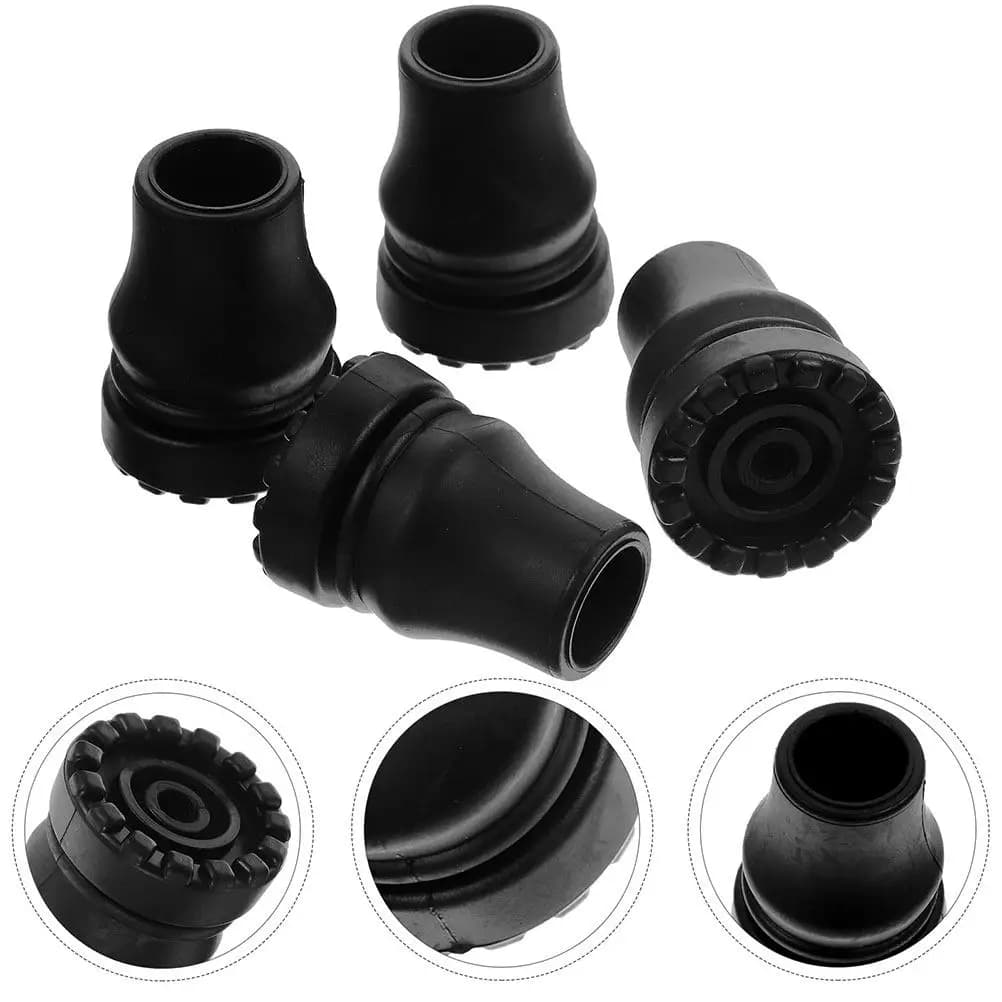 4Pcs High-Durability PVC Trekking Pole Tip Replacement Non-Slip Crutch Foot Pad Walking Stick End Tips for Aluminum Wood Canes