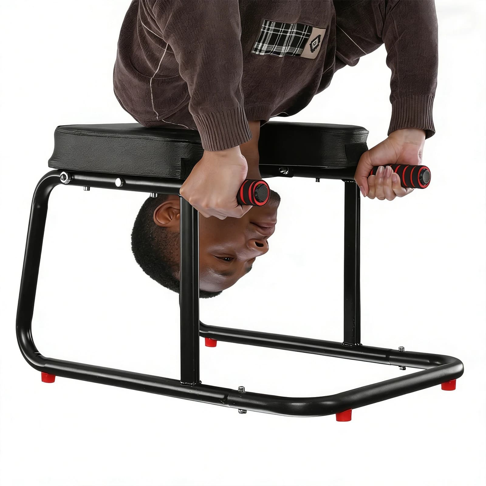 Yoga Inversion Bench with Anti-Slip Mat Yoga Headstand Stool Metal Frame & PU Pads for Back Decompression Strength Training