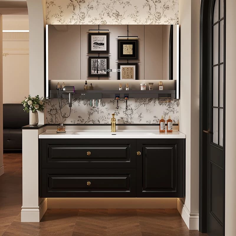 Armadietti da bagno a specchio francese Armadietti da bagno leggeri in ceramica per WC Mobili da bagno vintage neri Articulos Para El Hogar