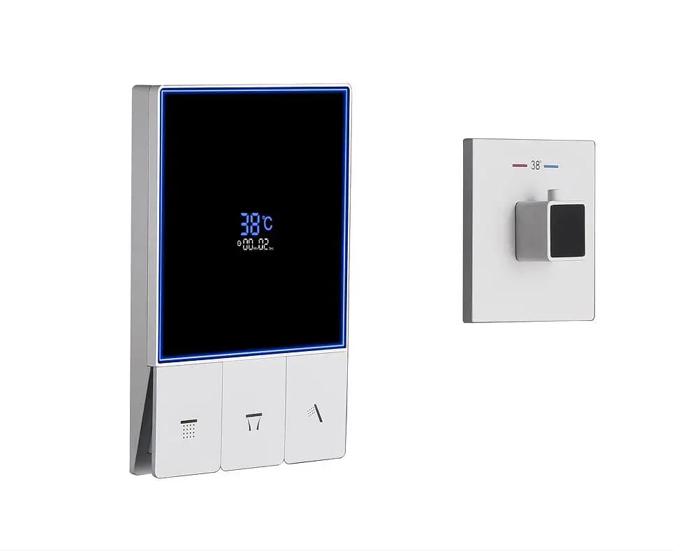 Nuovissima Valvola Miscelatrice Termostatica a 3 Vie in Ottone Bianco con Display LED Digitale per Temperatura