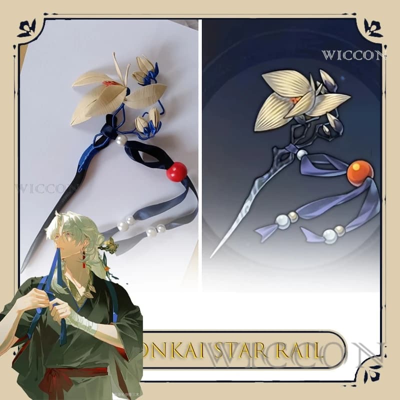Honkai Star Rail Blade Yingxing Cosplay Forcina Capelli bianchi Floreale in legno Anime Prop Halloween Natale Uomo
